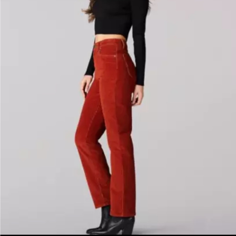 Lee Vintage Modern Corduroy Straight Leg Ankle Maple 26 Medium High Waist EUC